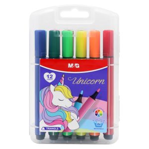 Fixy vodové, trojhranné M&G Unicorn - sada 12 ks