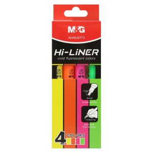 Zvýrazňovač M&G Hi-Liner Fluo - sada 4 barvy