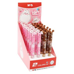 Pero kuličkové M&G 0,7 mm Soft Animals 2-barevné (modrá a červená náplň)