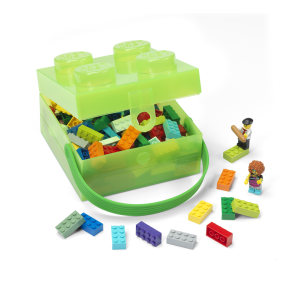 LEGO box s rukojetí - průsvitná zelená