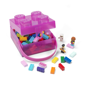 LEGO box s rukojetí - průsvitná fialová