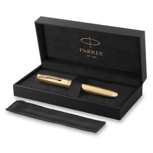 Pero plnící PARKER Sonnet SE Ciselé GT 18K - hrot F, černá náplň