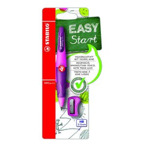 Mikrotužka / Pentelka STABILO EASYergo, HB, 3,15 mm, pro praváky + struhadlo, růžová