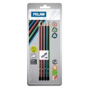 Tužka MILAN 4 x trojhranná HB/B/2B + guma