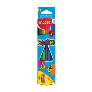 Pastelky trojhranné MAPED "COLOR`PEPS", 12 ks + struhadlo