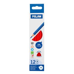 Pastelky MILAN Ergo Grip trojhranné 12 ks, červená