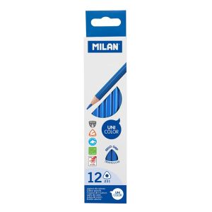 Pastelky MILAN Ergo Grip trojhranné 12 ks, azurová modrá