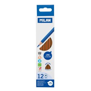 Pastelky MILAN Ergo Grip trojhranné 12 ks, hnědá