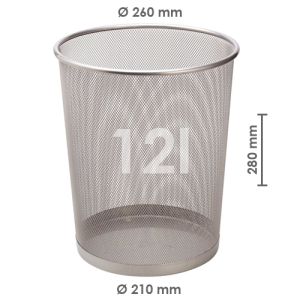 Drátěný koš na odpadky, stříbrný 12 l