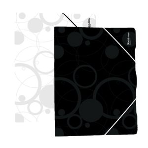 Zakládací mapa PP 3-chlopňová s gumou A4, černá (Black&White)