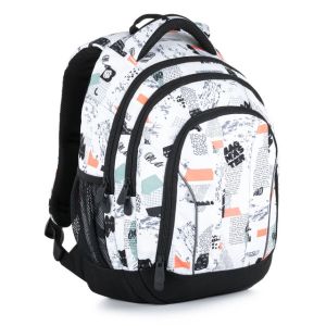 Školní batoh BagMaster Supernova 21 A White/Black/Orange