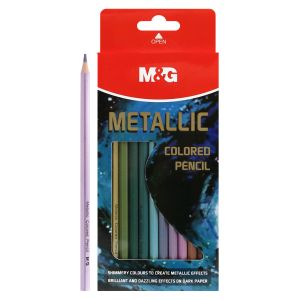Pastelky šestihranné M&G - sada 12 metalických barev
