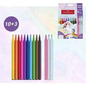Popisovače Faber-Castell Castle set 10+3 Glitter barevné