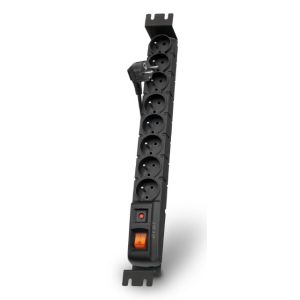 Acar S8 FA Rack 1,5m kábel, 8 zásuviek, prepäťová ochrana, do racku, čierna ppacars8-2rack