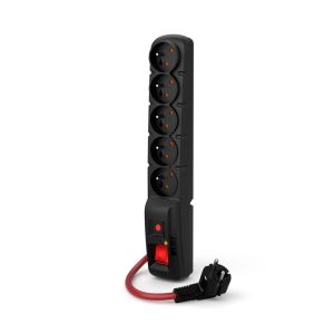 Acar F5 1.5m kábel, 5 zásuviek, prepäťová ochrana, max.prúd 16A, čierny ppacarf5-2power