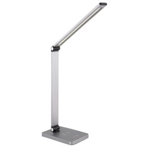Platinet stolná LED lampa 10W stmievateľná, dotykové ovládanie, bezdrôtové nabíjanie, USB port, strieborný PLADLL888AG