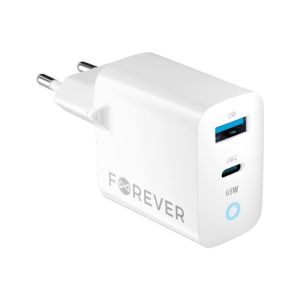Rýchlonabíjačka do siete Forever GaN TC-06-65AC PD QC 1x USB-C 1x USB 65W biela GSM171397
