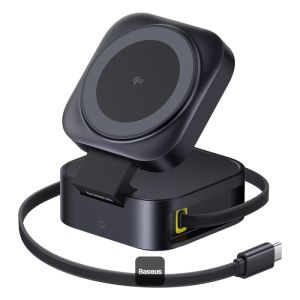 Baseus Magnetický bezdrôtový nabíjací stojan PicoGo Series 2v1 Qi2 67W čierny 6932172665944