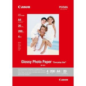 Canon Glossy Photo Paper, GP-501, fotopapír, lesklý, GP-501 typ 0775B082, bílý, A4, 210 g/m2, 20 ks, inkoustový
