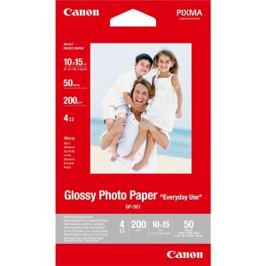 Canon Glossy Photo Paper, GP-501, fotopapír, lesklý, GP-501 typ 0775B081, bílý, 10x15cm, 4x6", 200 g/m2, 50 ks, inkoustový