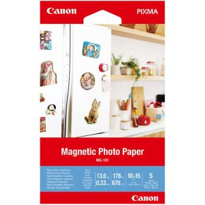 Canon Magnetic Photo Paper, MG-101, foto papír, lesklý, 3634C002, bílý, Canon PIXMA, 10x15cm, 4x6", 670 g/m2, 5 ks, nespecifikov