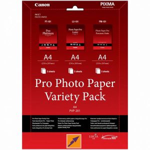 Canon Photo Paper Pro Variety Pack PVP-201, PVP-201, fotopapír, 5x matný PM-101, 5x lesklý PT-101, 5x LU-101 typ lesklý, 6211B02