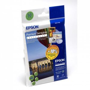 Epson Premium Semigloss Photo Paper, C13S041765, fotopapír, lesklý, bílý, 10x15cm, 4x6", 251 g/m2, 50 ks, inkoustový