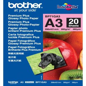 Brother Glossy Photo Paper, BP71GA3, fotopapír, lesklý, bílý, A3, 260 g/m2, 20 ks, inkoustový