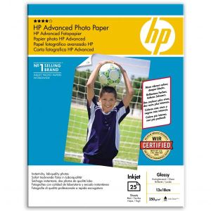 HP Advanced Glossy Photo Paper, Q8696A, fotopapír, bez okrajů typ lesklý, zdokonalený typ bílý, 13x18cm, 5x7", 250 g/m2, 25 ks