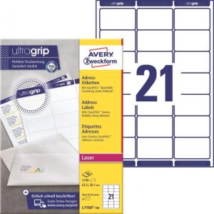 Etikety na zásilky 63,5x38,1mm Avery A4 100 archů, laser 