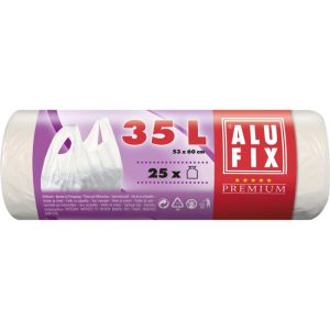 Pytle na odpadky zavazovací, 35 l/25 ks, 10mic., 53 x 60+16 cm, bílé, HDPE 