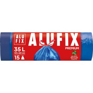 Pytle na odpadky zatahovací, 35 l/15 ks, 20mic., 53 x 60 cm, modré, LDPE 