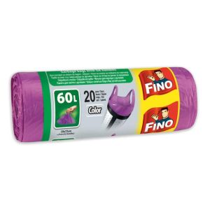 Pytle zavazovací FINO Color 60ℓ, 13 mic., 59 x 72 cm, fialové (20 ks) 