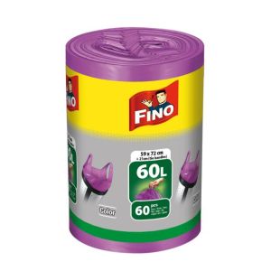 Pytle zavazovací FINO Color 60ℓ, 13 mic., 59 x 72 cm, fialové (60 ks) 