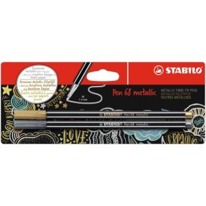 Popisovač STABILO Pen 68 2ks v blistru metalic stříbrná zlatá 