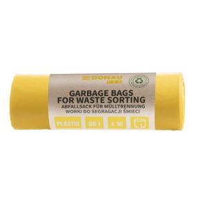 Pytle zavazovací DONAU ECO na separování plastů 60 ℓ, 28mic, 10 ks, žluté 