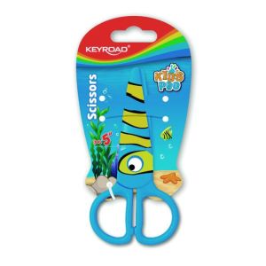 Školní nůžky KEYROAD, blistr, motiv ryba, modré 