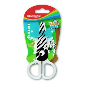 Školní nůžky KEYROAD, blistr, motiv zebra, bílé a černé 