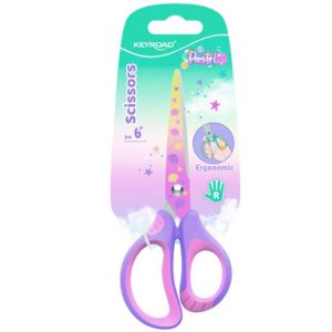 Nůžky KEYROAD s potiskem Pastel Deco ergonomické, blistr, mix barev 
