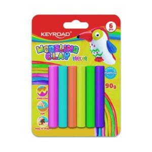 Plastelína KEYROAD neonová, blistr 6 ks, mix barev 