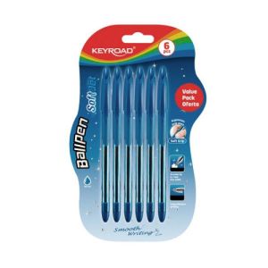 Kuličkové pero KEYROAD Soft Jet 0,7mm, blistr 6 ks, modré 