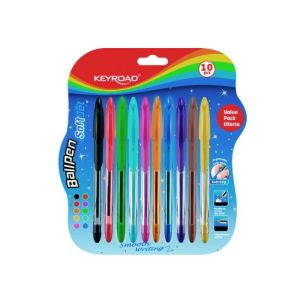 Kuličkové pero KEYROAD Soft Jet 0,7 mm, blistr 10 ks, mix barev 