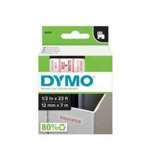 Samolepící páska Dymo D1 12 mm bílá/červená 