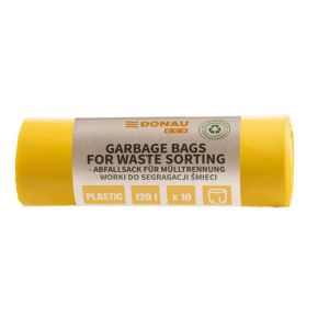 Pytle zavazovací DONAU ECO na separování plastů, 120 ℓ, 35 mic, 10 ks, žluté 
