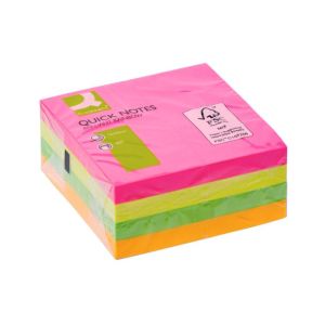 Samolepící bloček Q-CONNECT 76x76 mm, 400 l, neonová 