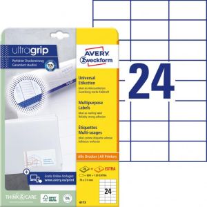 Etikety univerzální 70x37mm Avery A4 25+5 archů 