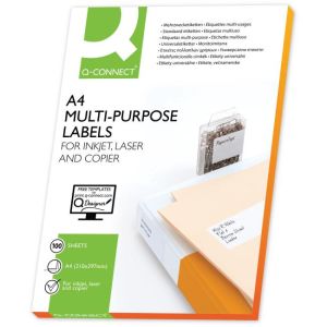Etikety univerzální 105x42,3mm Q-CONNECT A4 100 archů 