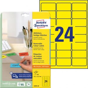 Etikety Avery odnímatelné 63,5x33,9 mm, žluté