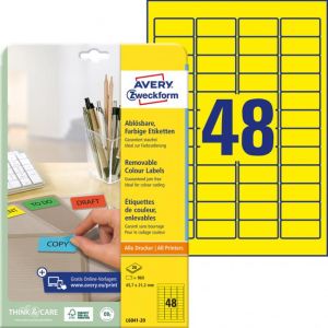 Etikety Avery odnímatelné 45,7x21,2 mm, žluté