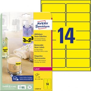 Etikety Avery odnímatelné 99,1x38,1 mm neonové žluté 